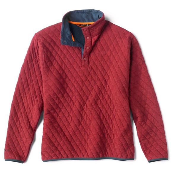 Orvis Trout Bum Outdoor Quilted 1/4 Quarter Snap Sweatshirt - Picture 1 of 6